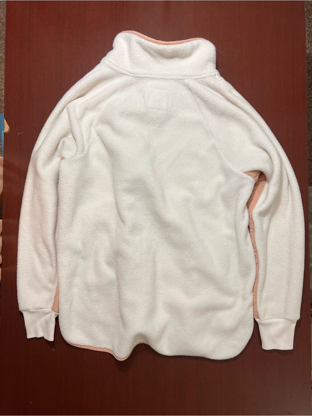 Abercrombie & Fitch Cream Fleece Pullover with Blush Trim - Picture 4 of 4